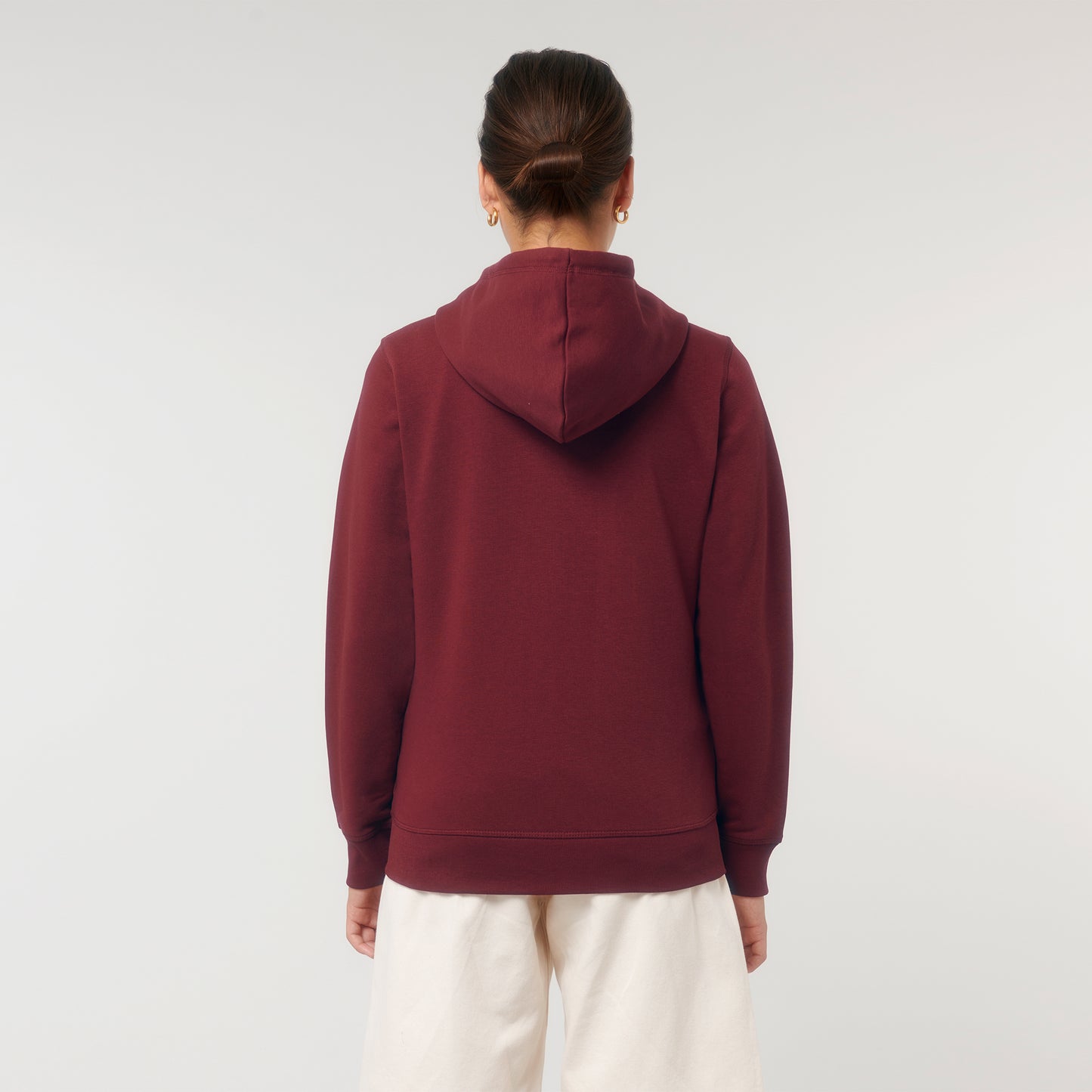 Essential Zip-Up Hoodie, in der Farbe Burgundy, 300GSM, 85% Bio-Baumwolle, 15% recyceltes Polyester