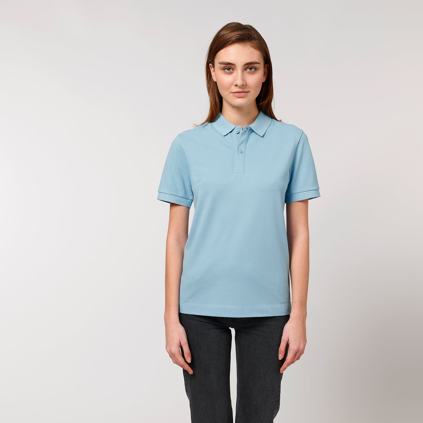 100% Bio-Baumwolle Polo, in der Farbe Sky Blue, 230GSM