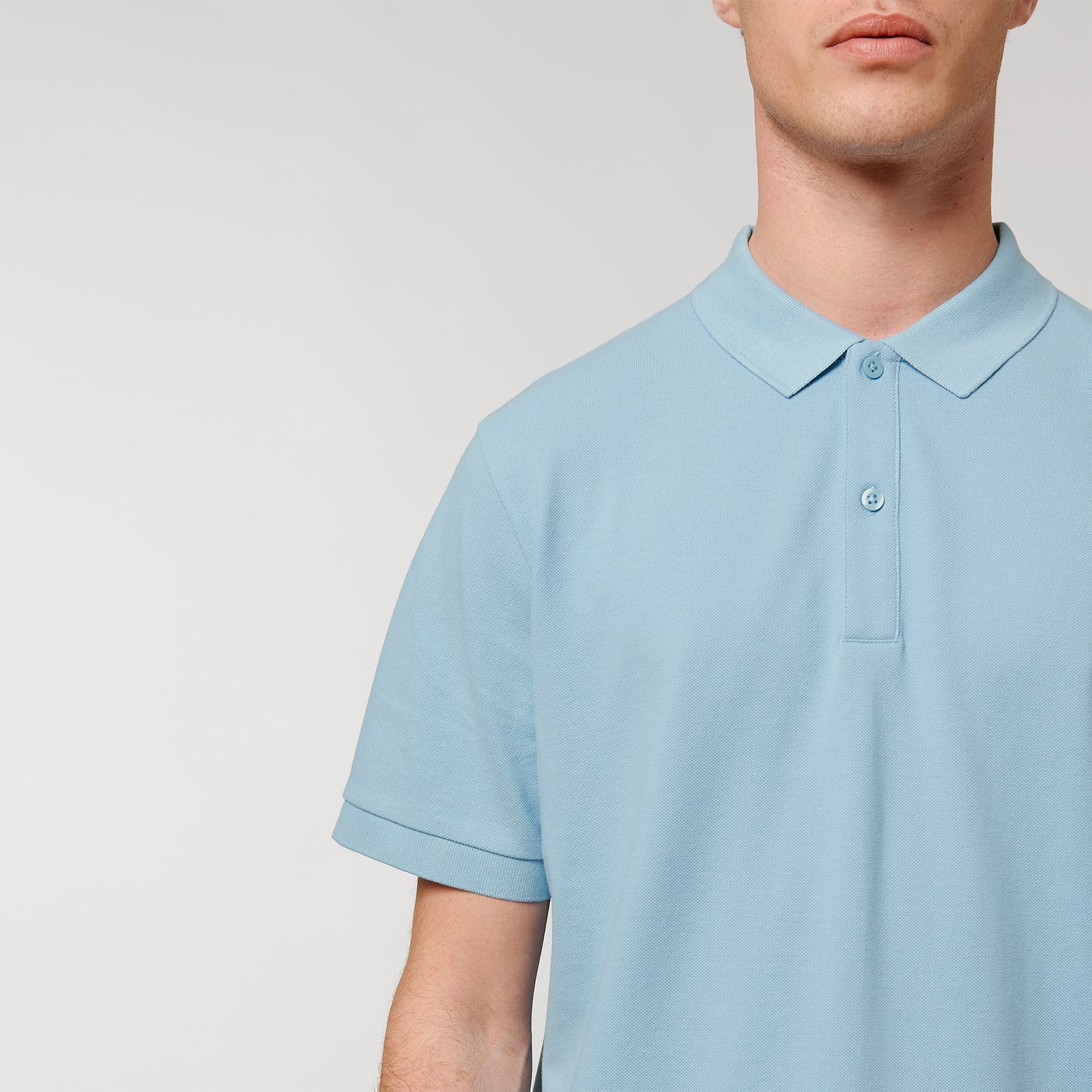 100% Bio-Baumwolle Polo, in der Farbe Sky Blue, 230GSM